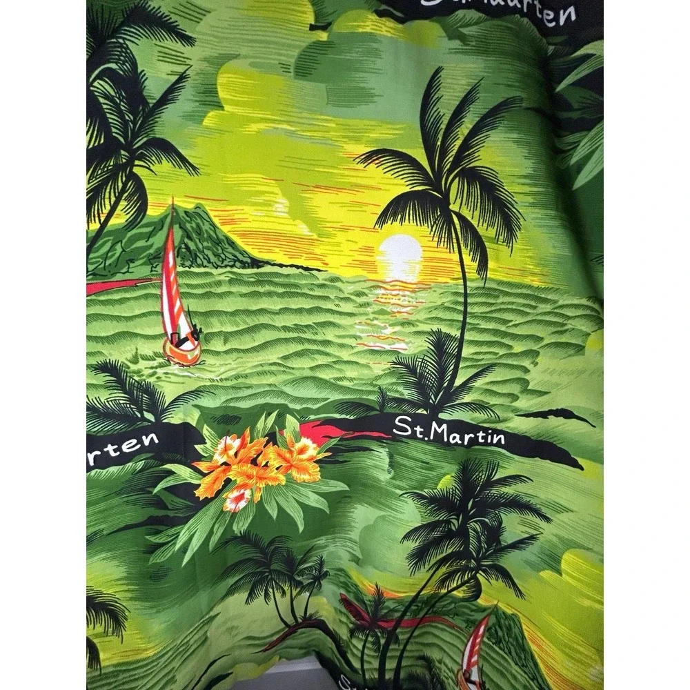 Vintage‎ St. Maarten All Over Print Tropical Hawaiian Button Down Shirt No Flaws
